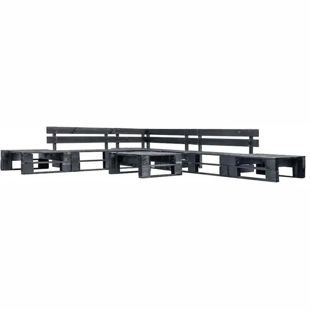 vidaXL 6-delige Loungeset pallet hout zwart
