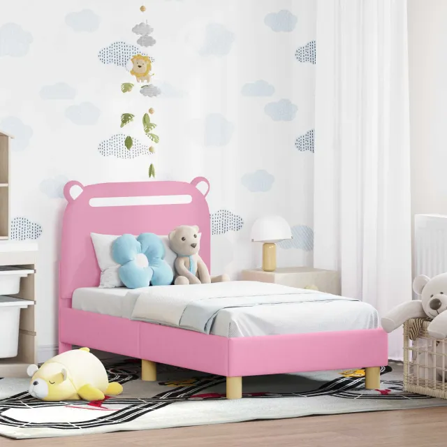 vidaXL Peuterbedframe met hoofdbord Roze 70 x 140 cm Stof