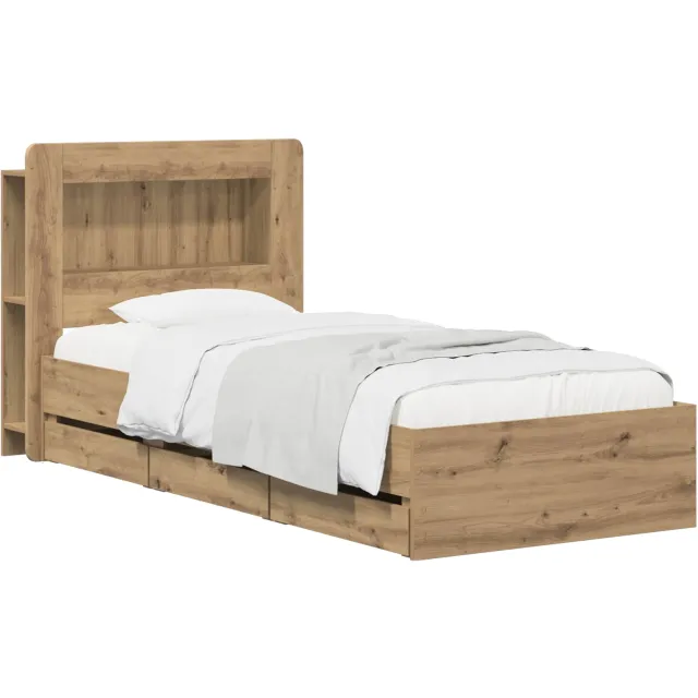 vidaXL Bedframe met opbergruimte en hoofdbord Artisanaal eiken Bruin