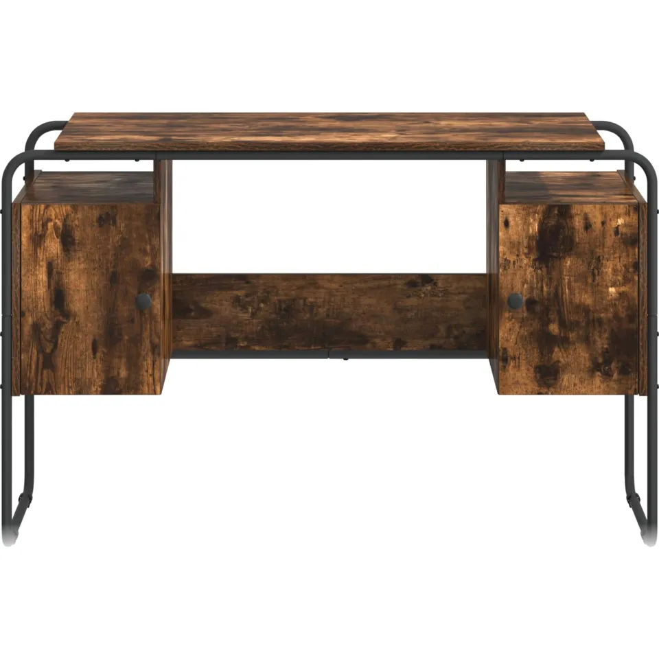 vidaXL Bureau met opbergruimte Gerookt eiken 120 x 50.5 x 75.5 cm, foto 4
