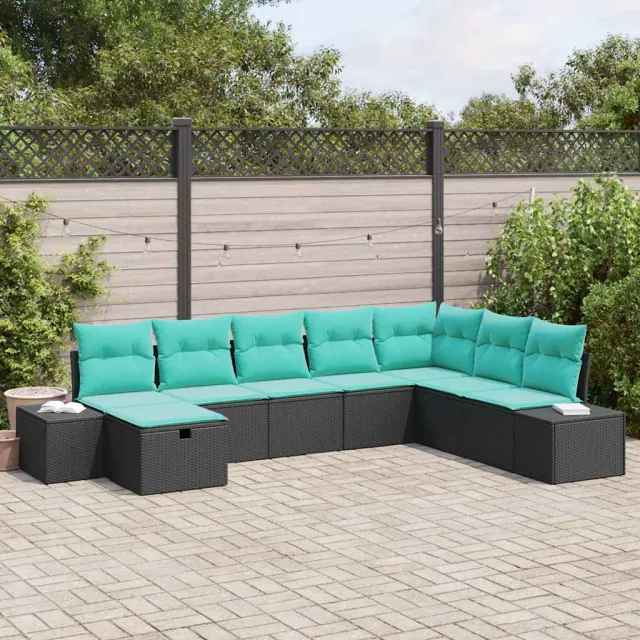 vidaXL Tuin Sofa Set 8 st Zwart poly rattan, foto 2