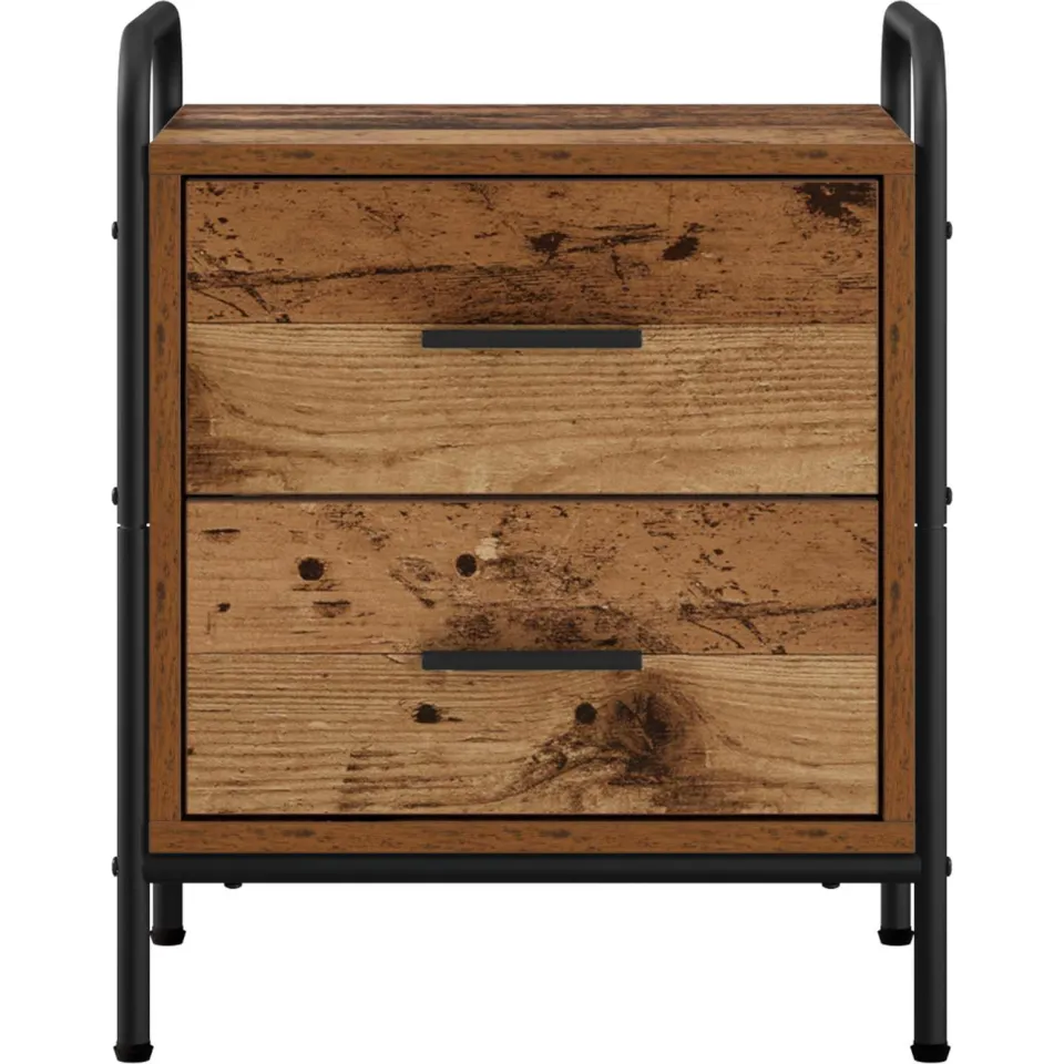 vidaXL Nachtkastje Oud hout 40 x 30 x 50 cm Bewerkt hout bruin, foto 4
