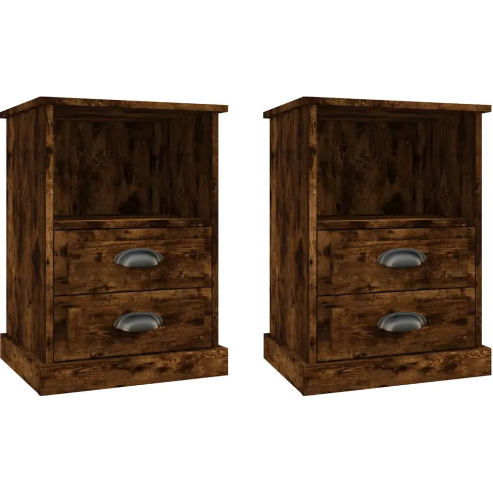 vidaXL Nachtkastjes 2 st 43x36x60 cm gerookt eikenkleurig Bruin
