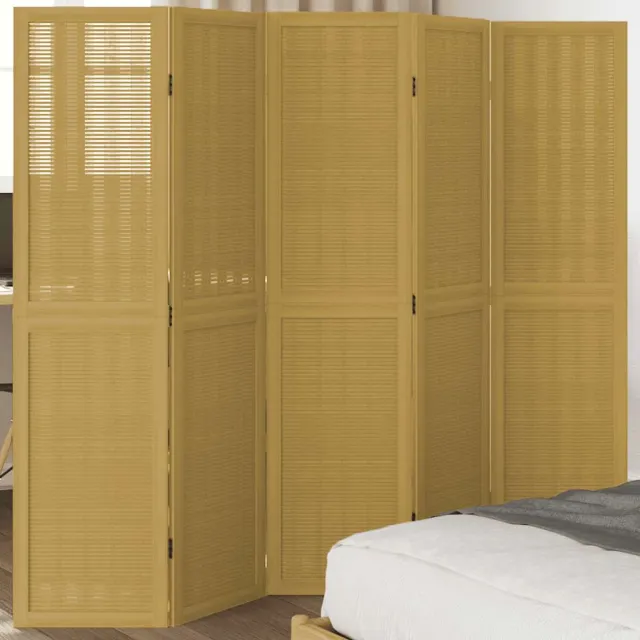 vidaXL Kamerscherm met 5 panelen massief paulowniahout bruin, foto 2