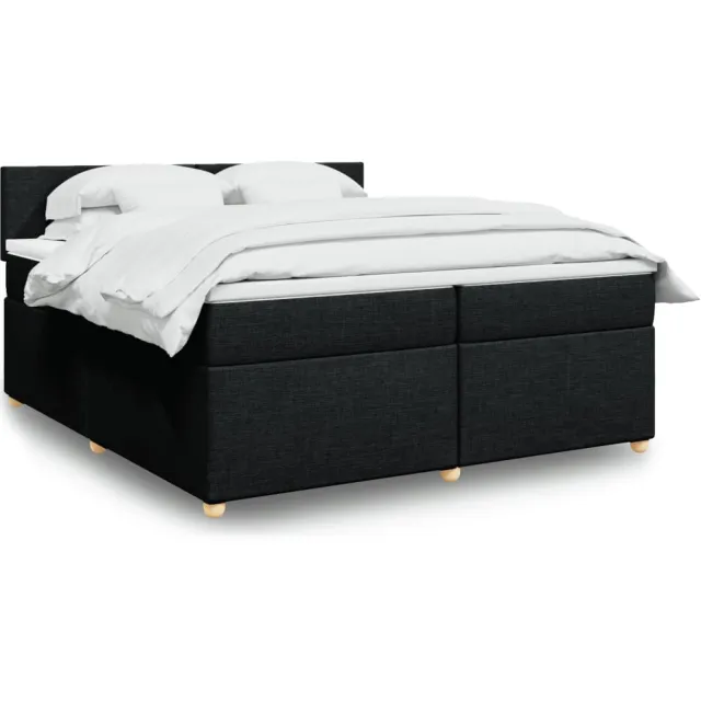 vidaXL Boxspring met matras stof zwart 200x200 cm