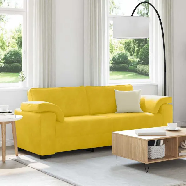 vidaXL 3-zitsbank Geel 220x77x82 cm Fluweel