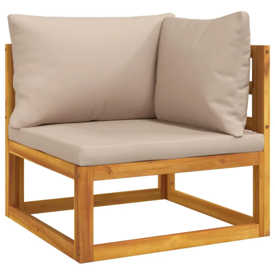 vidaXL 5-delige Loungeset met kussens massief hout taupe, foto 3