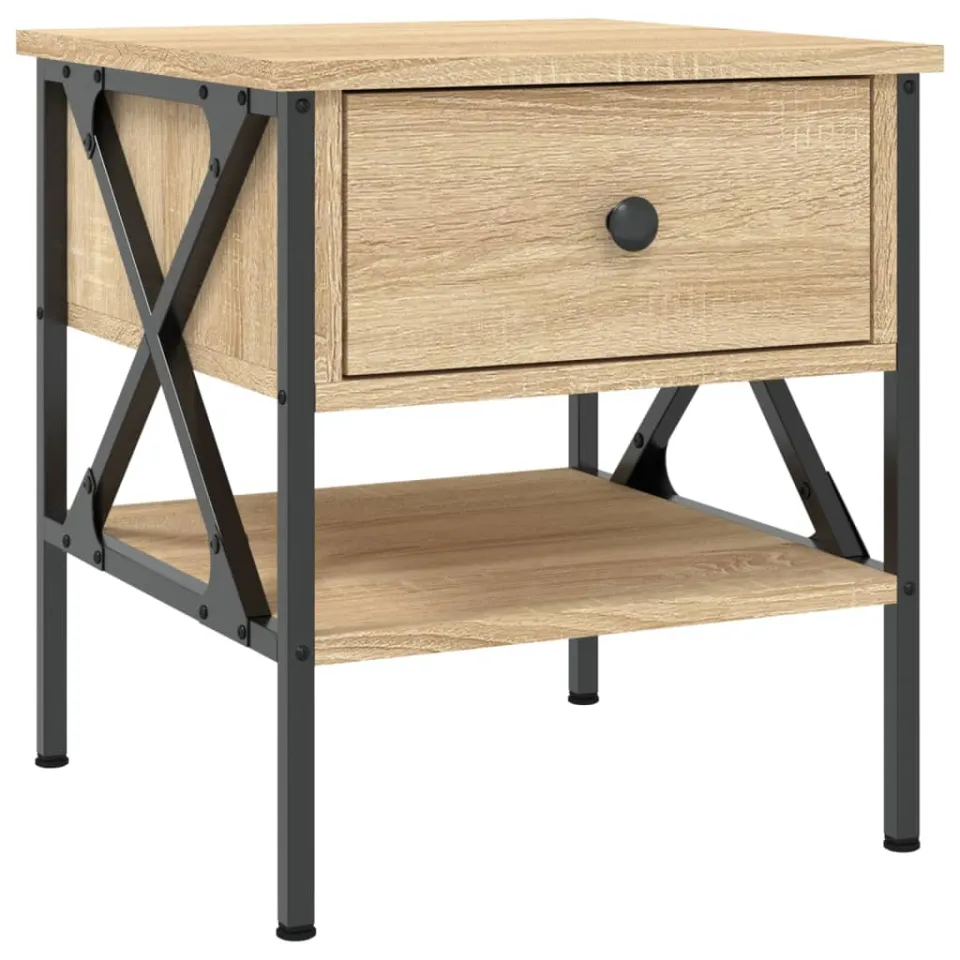 vidaXL Nachtkastjes 2 st 40x42x45 cm bewerkt hout sonoma eikenkleurig Bruin