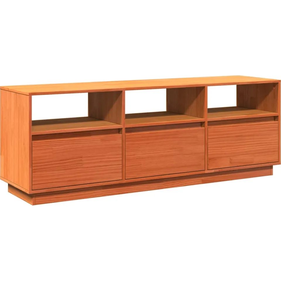 vidaXL Tv-meubel 140x37x50 cm massief grenenhout wasbruin