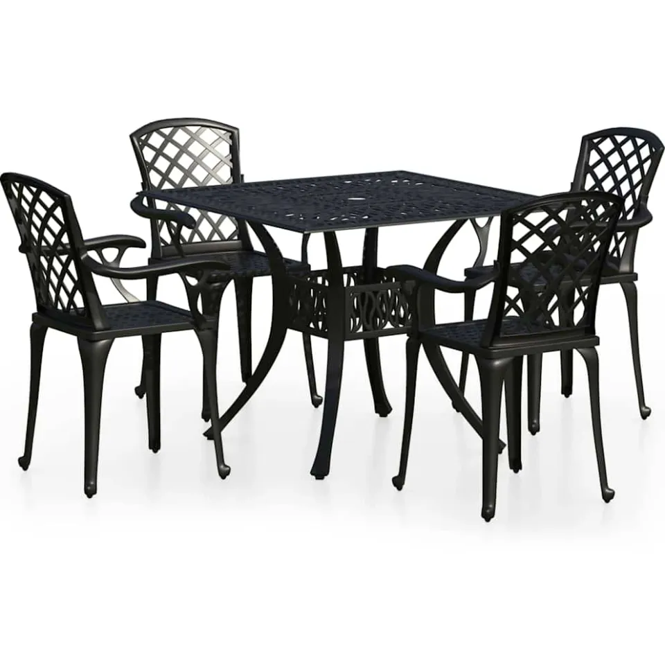 vidaXL 5-delige Bistroset gietaluminium zwart, foto 3