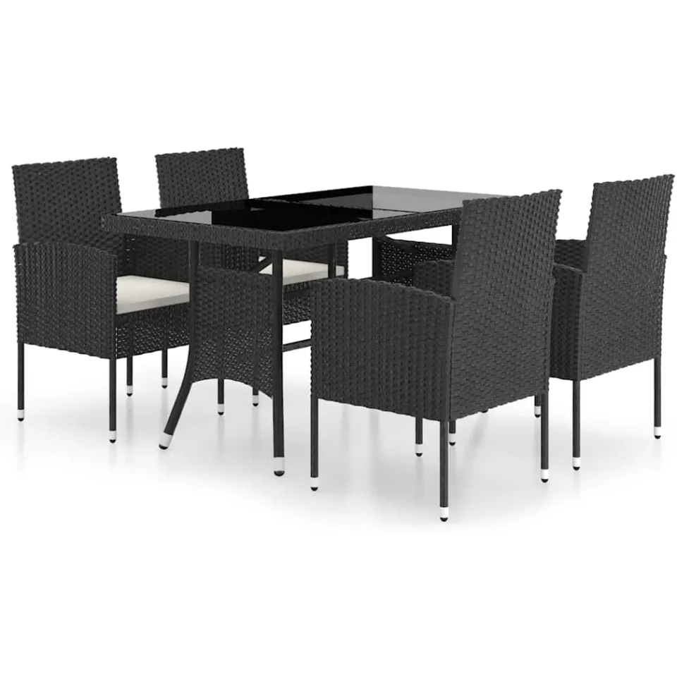 vidaXL 5-delige Tuinset poly rattan zwart, foto 3