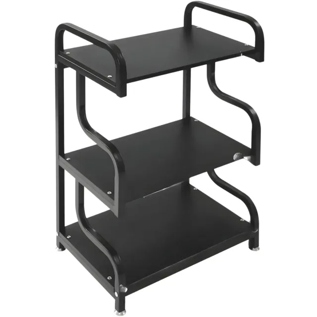 Happiq Printertafel – Voor thuiskantoor – 3-laags met opbergfunctie, ondersteunt tot 20 kg per plank – Zwart Black