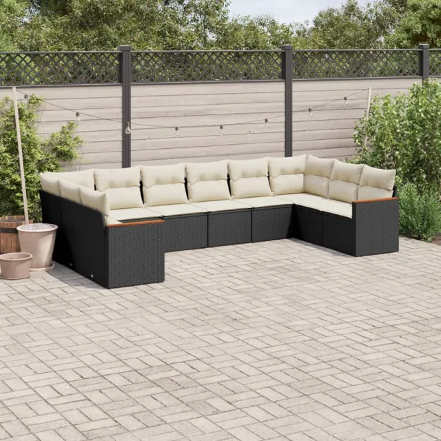 vidaXL 10-delige Loungeset met kussens poly rattan zwart, foto 2