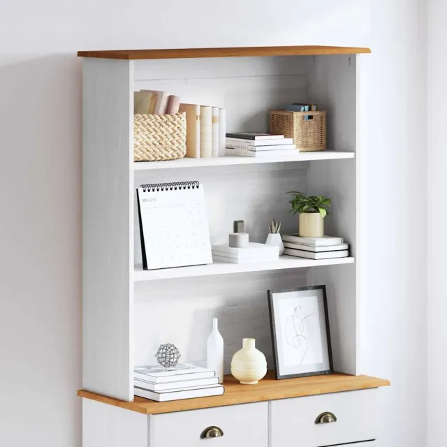 vidaXL Hutch ASKIM 91 x 30 x 104 cm Massief grenenhout wit, foto 2