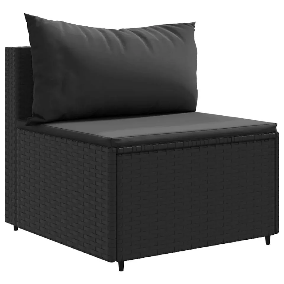 vidaXL 5-delige Loungeset met kussens poly rattan zwart, foto 4