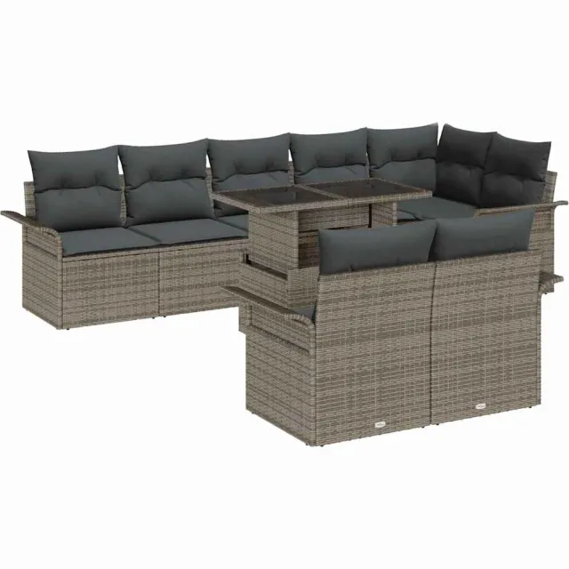 vidaXL Tuin Sofa Set 9 st Grijs [Synthetisch]: Poly Rattan
