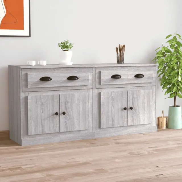 vidaXL Dressoirs 2 st bewerkt hout grijs sonoma eikenkleurig