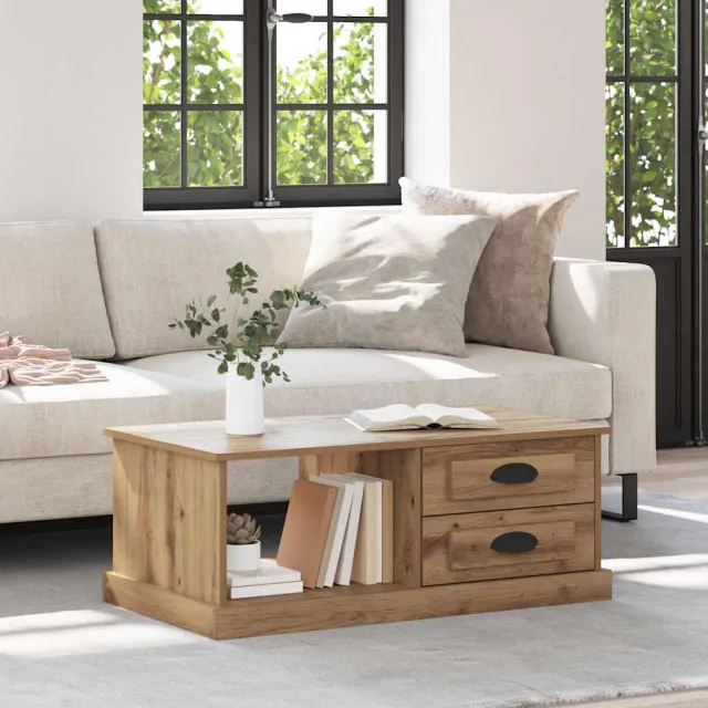 vidaXL Salontafel Artisan Eiken 90 x 50 x 35 cm Bewerkt hout