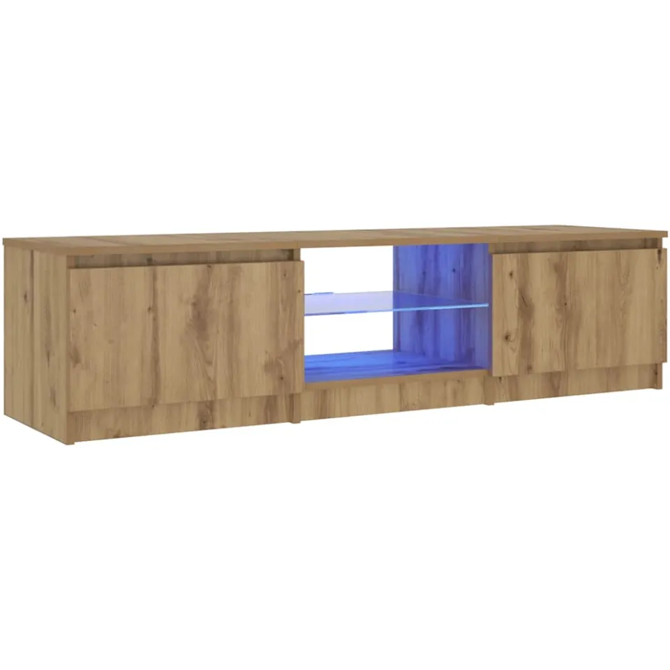 vidaXL Tv-meubel met LED 140x40x36 cm bewerkt hout artisanaal eiken, foto 4