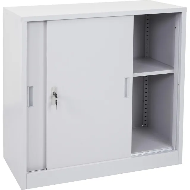 MCW Archiefkast Boston MCW-F41, stalen kantoorkast, met afsluitbare schuifdeuren 90x90x45cm ~ grijs