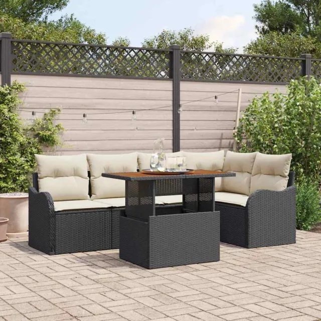 vidaXL Tuin Sofa Set 6 st Zwart Poly riet, foto 2