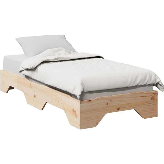vidaXL Bedframe zonder matras stapelbaar 75x190 cm massief hout Bruin