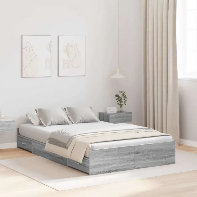 vidaXL Opbergbedframe met lade Grijs Sonoma 120 x 200 cm Bewerkt hout