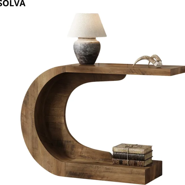 Smyl. Bijzettafel - Consoletafel - Entreetafel - Salontafel - Hal - Woonkamer - C Vormig - Haltafel - Woonkamer - 110 x 35 x 75 cm Hout