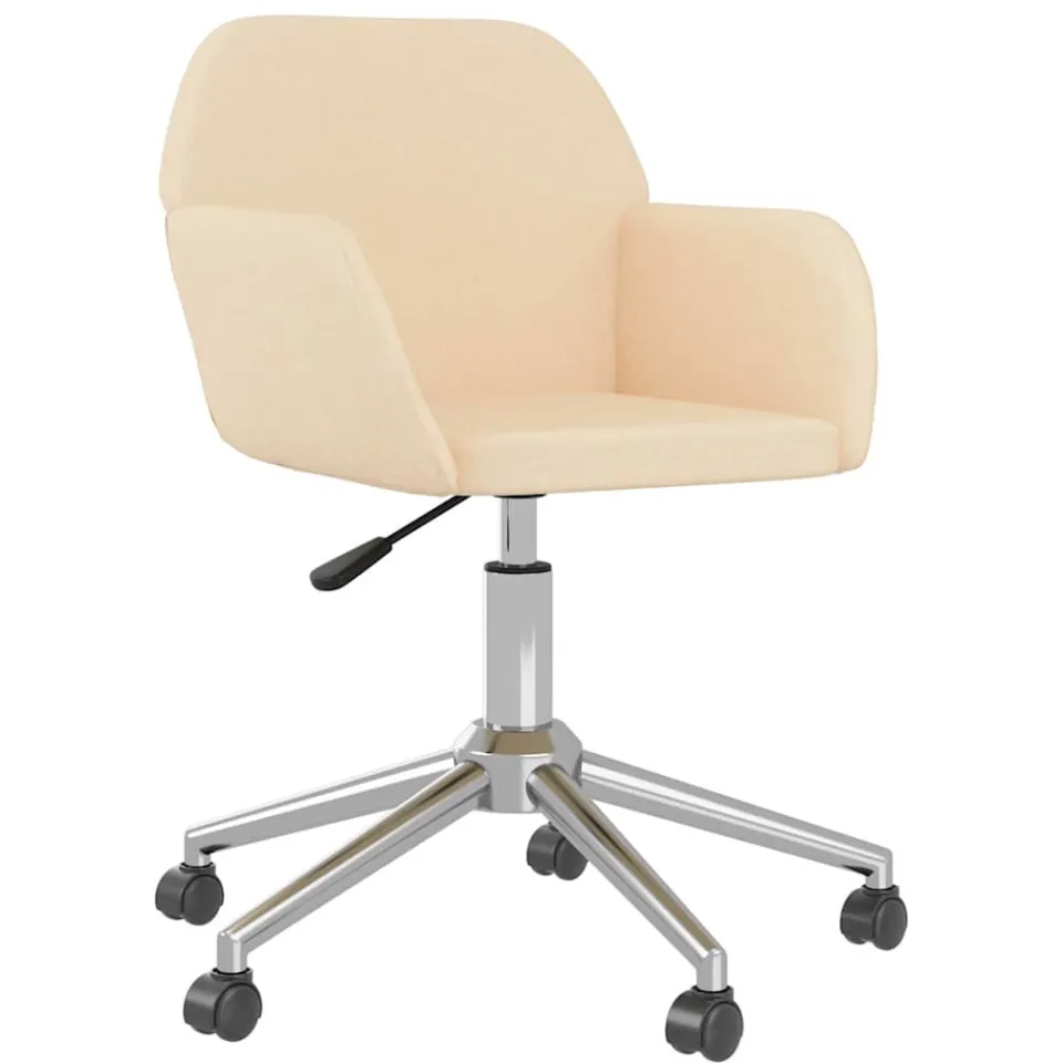 vidaXL Eetkamerstoelen 2 st draaibaar stof crèmekleurig