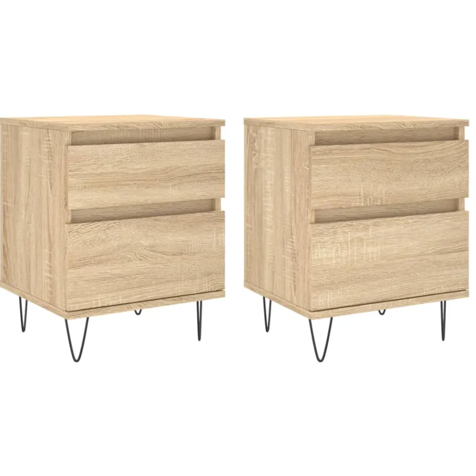 vidaXL Nachtkastjes 2 st 40x35x50 cm sonoma eikenkleurig, foto 3