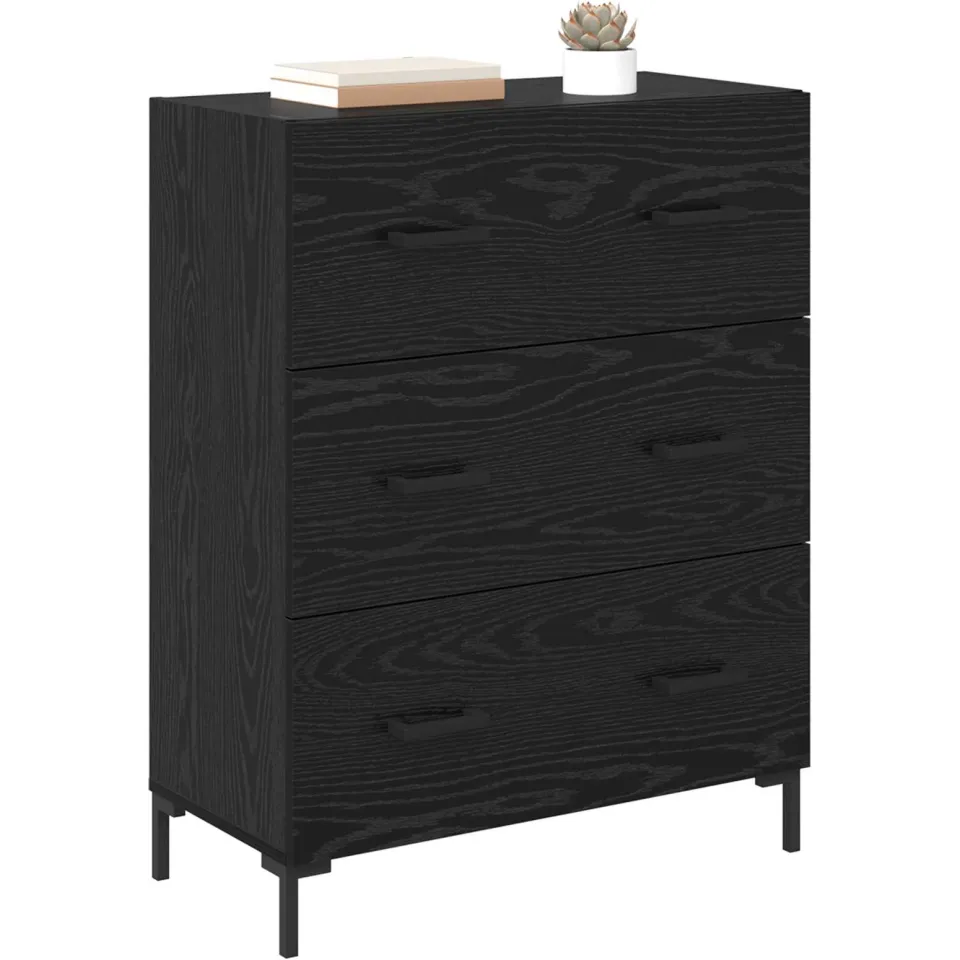 vidaXL Dressoir Zwart Eiken 69,5 x 34 x 90 cm Gemonteerd hout en ijzer