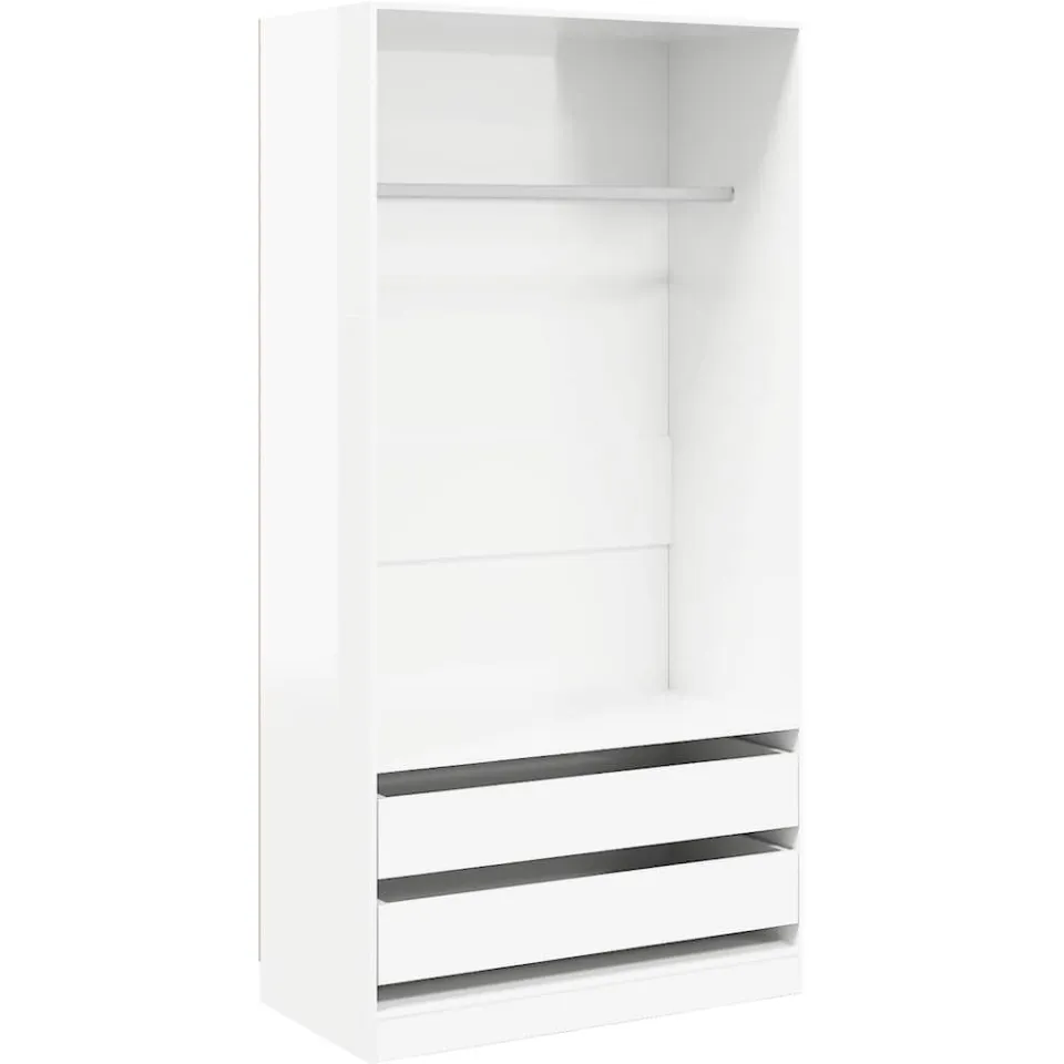 vidaXL Kledingkast 100x50x200 cm bewerkt hout hoogglans wit, foto 3