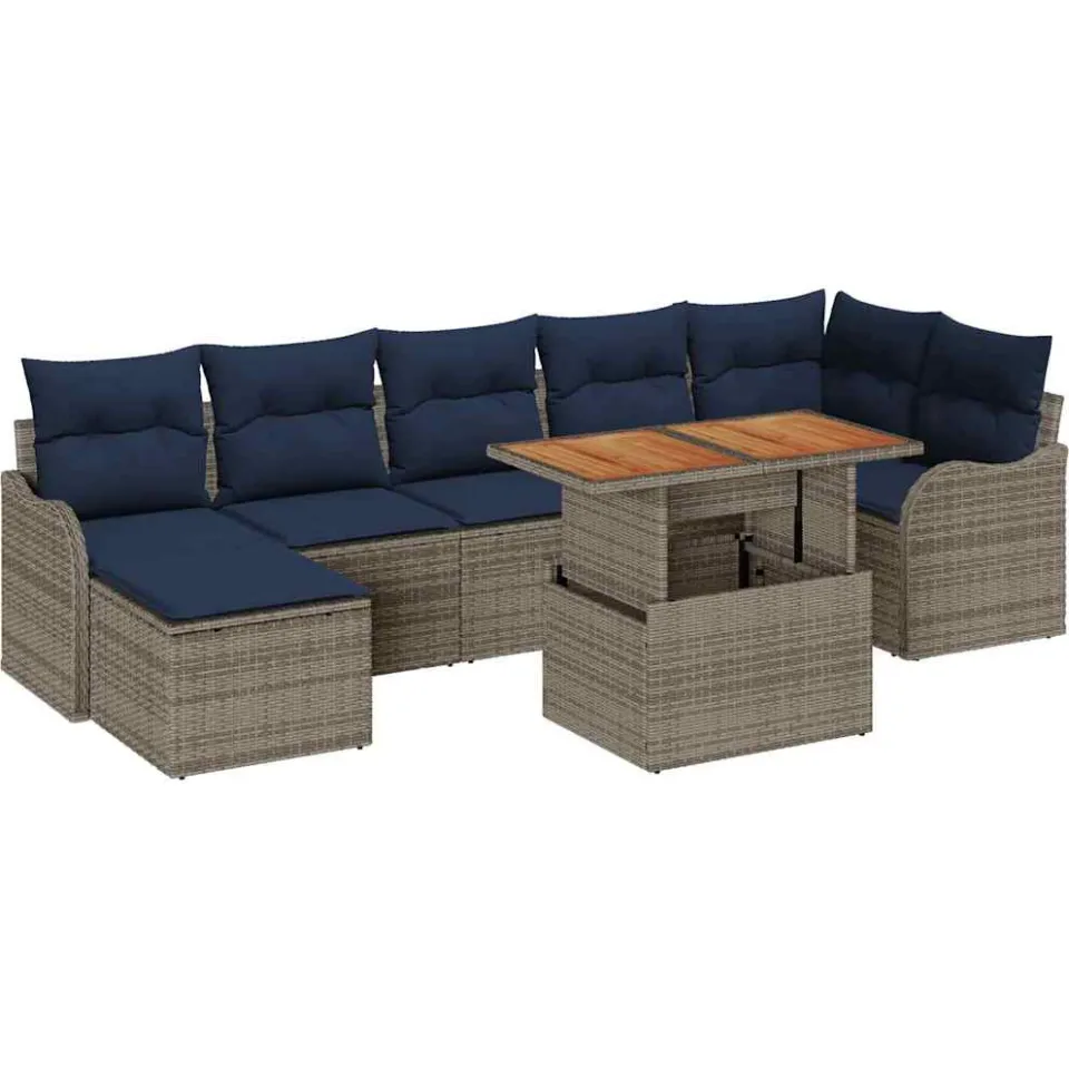 vidaXL Tuin Sofa Set 8 st grijs en marineblauw, foto 4