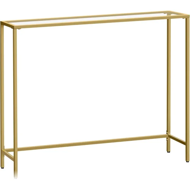 Hoppa! Consoletafel - Licht Goud Transparant - Glas, Staal - 20 x 100 x 80 cm (B x D x H)