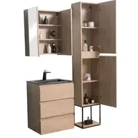 AquaVive - Praxis Eigen Merk Aquazuro Wastafelonderkast Napoli 59cm - Asgrijze Eik - Met 3 Lades - 59,4x75x47,5cm, foto 5