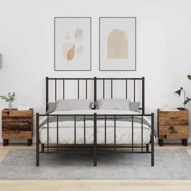 vidaXL Nachtkastje 2 st Oud Hout en Zwart 40 x 35 x 47,5 cm, foto 2