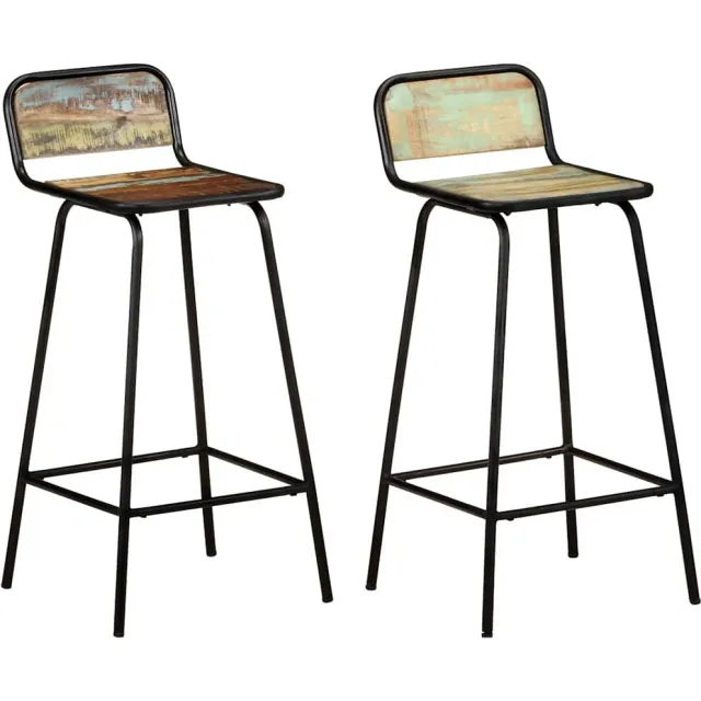 vidaXL Barstoelen 2 st massief gerecycled hout Bruin