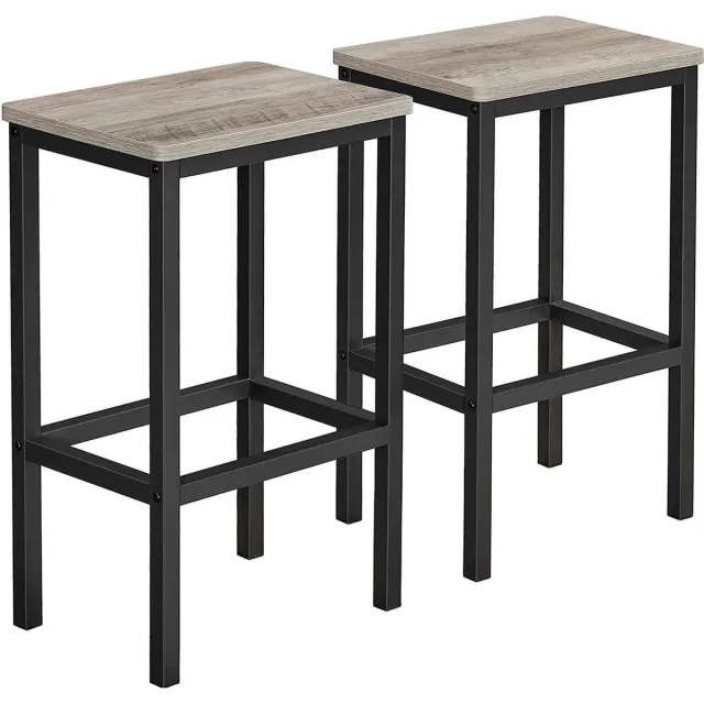 Hoppa! Set van 2 Barkrukken Keukenstoelen voor Keuken Woonkamer Eetkamer | 40 x 30 x 65 cm | Greige Zwart