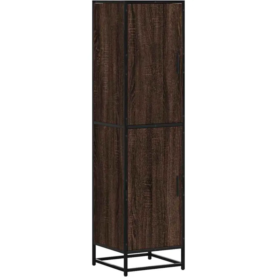 vidaXL Hoge kast 35,5x35x139 cm bewerkt hout en metaal bruin eiken, foto 3