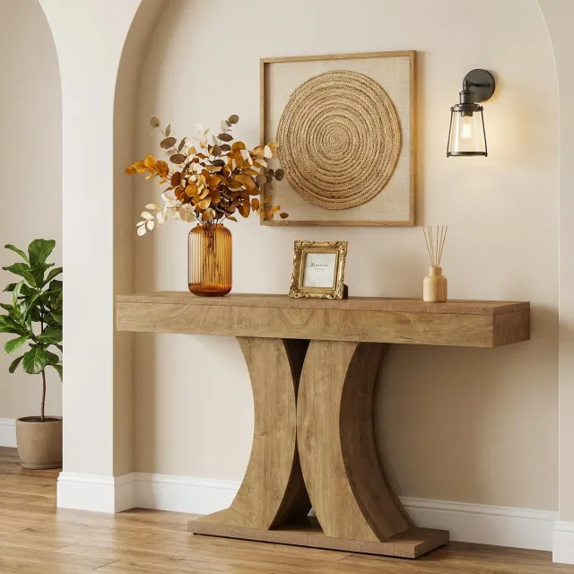 Little Trees LITTLE TREE Landelijk Haltafel Hout - 150x35x85 cm - Natuurlijk Bruin - Voor woonkamer en entree Lichtbruin