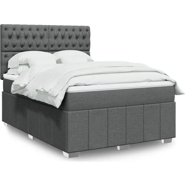 vidaXL Boxspring met matras stof donkergrijs 160x200 cm grijs