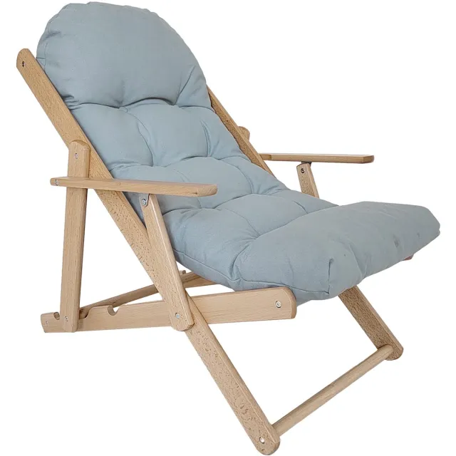 Homona Relaxfauteuil - Inklapbaar - Met in 3 standen verstelbare rugleuning - Beukenhouten frame - 71 x 89 x 96 cm - Lichtgrijs