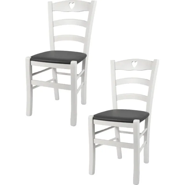 t m c s Tommychairs Cuore - Eetkamerstoelen - Set van 2 - Wit - Kunstleer & Hout