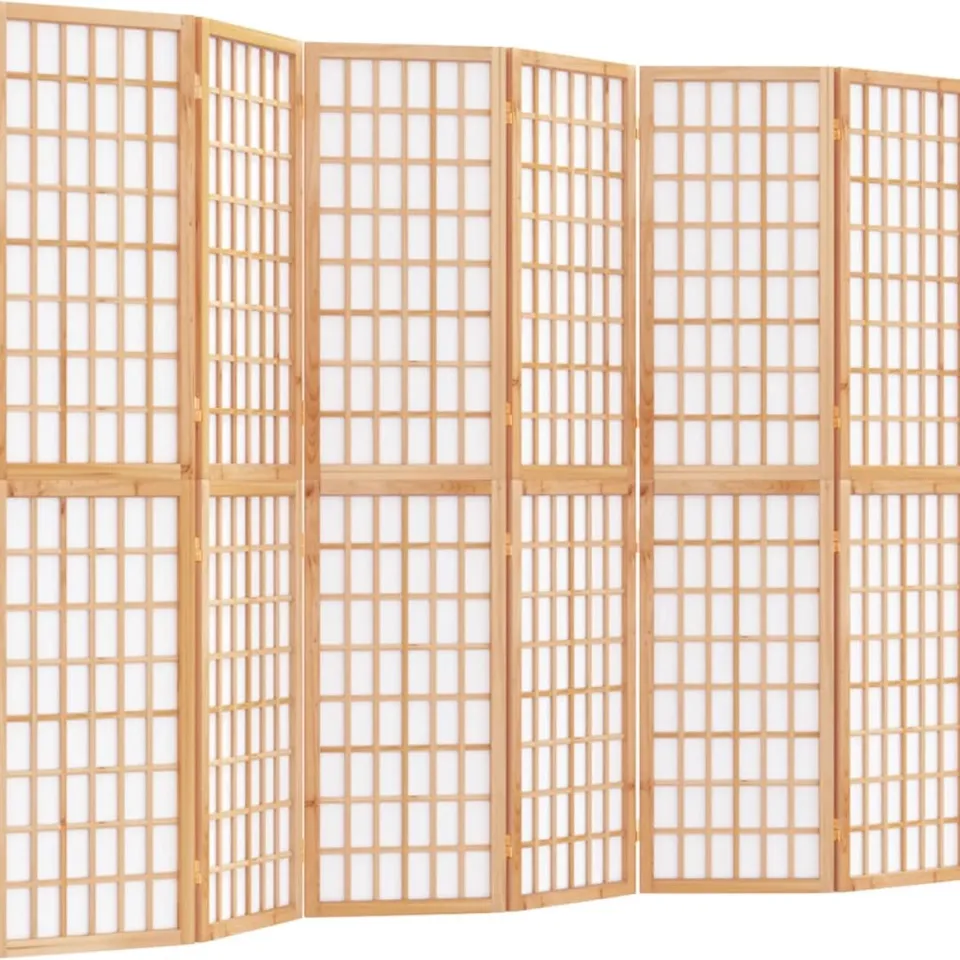 vidaXL Kamerscherm inklapbaar 6 panelen Japanse stijl 240x170 cm bruin, foto 3