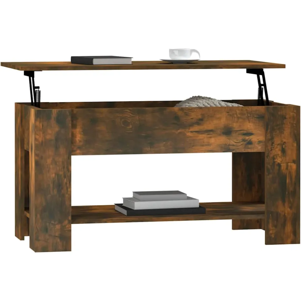 vidaXL Salontafel 101x49x52 cm bewerkt hout gerookt eikenkleurig, foto 2