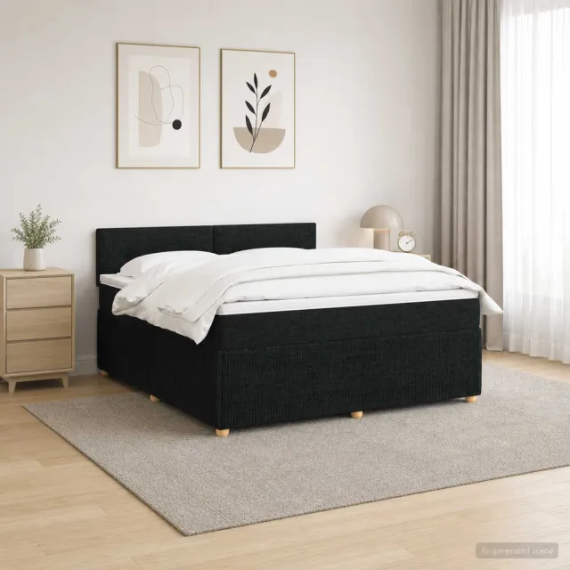 vidaXL Boxspringbed met matras met hoofdeinde Zwart 140 x 190 cm Stof