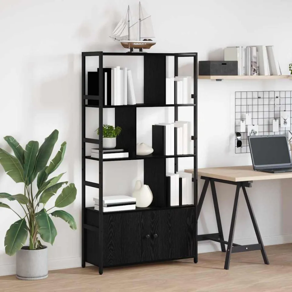 vidaXL Boekenkast 80 x 30 x 155,5 cm Bewerkt hout Zwart Eiken, foto 3