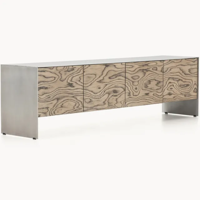 Westwing Collection Tv-meubel Ako Beige, Zilverkleurig