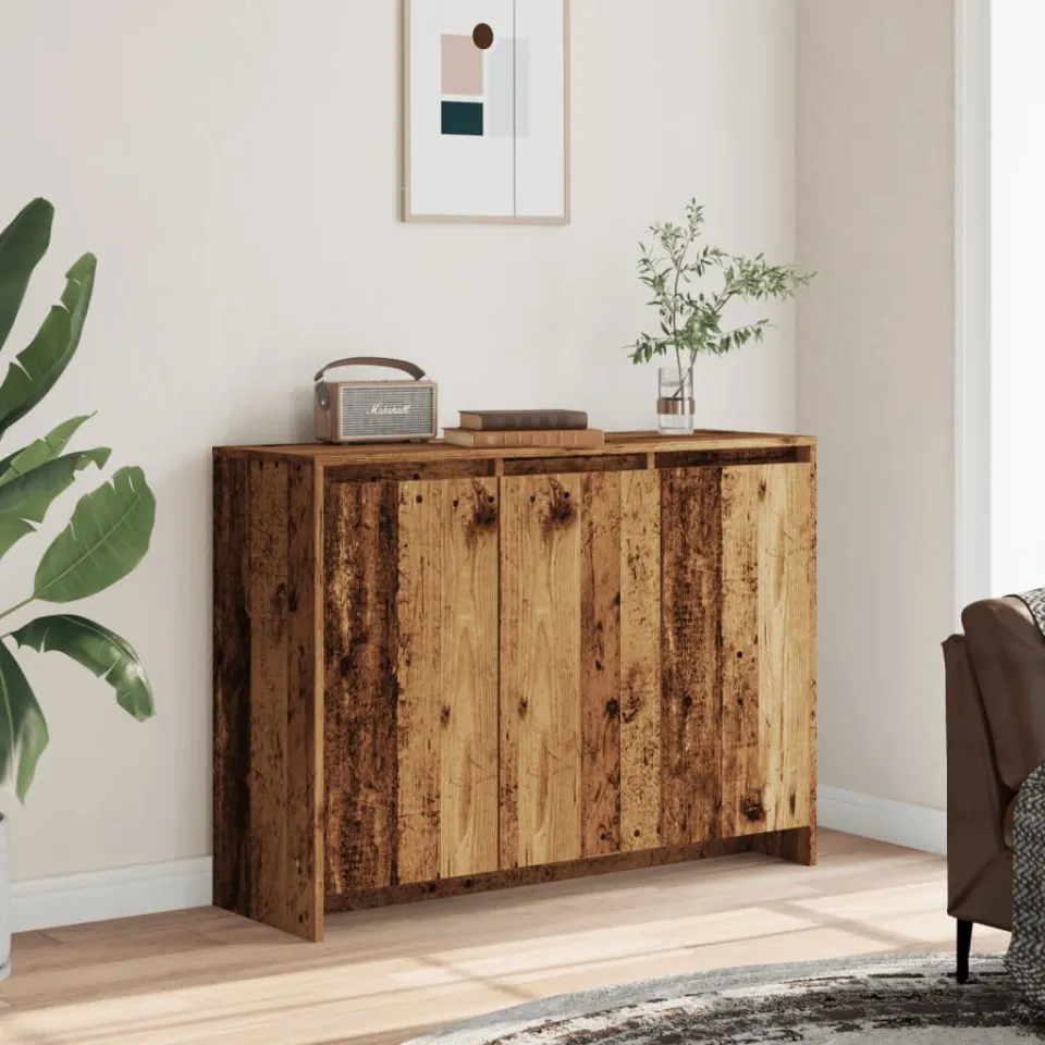 vidaXL Dressoir 102x33x75 cm bewerkt hout oud houtkleurig bruin, foto 3