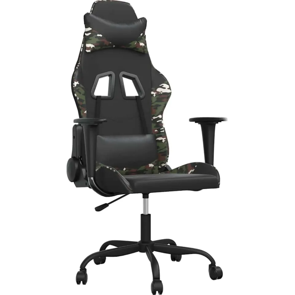 vidaXL Massage gamestoel kunstleer zwart en camouflage, foto 3